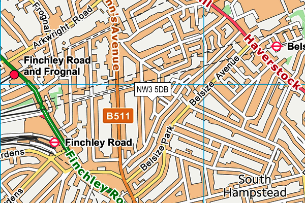 NW3 5DB map - OS VectorMap District (Ordnance Survey)
