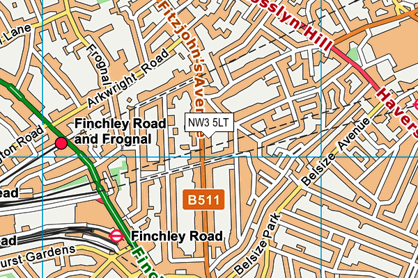 NW3 5LT map - OS VectorMap District (Ordnance Survey)