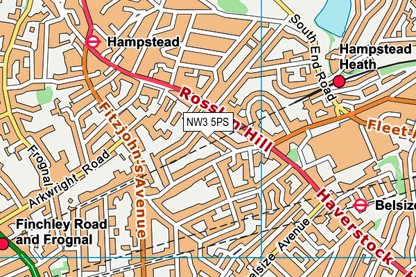 NW3 5PS map - OS VectorMap District (Ordnance Survey)