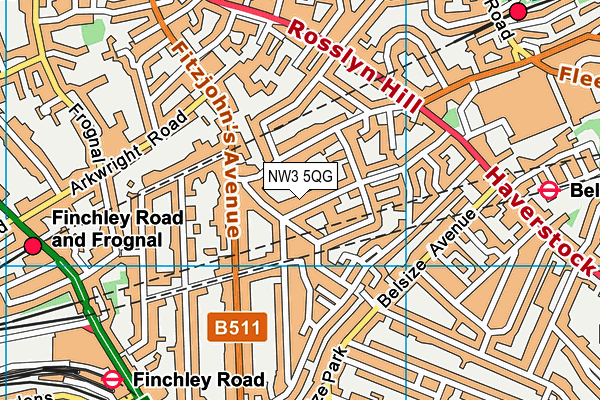 NW3 5QG map - OS VectorMap District (Ordnance Survey)