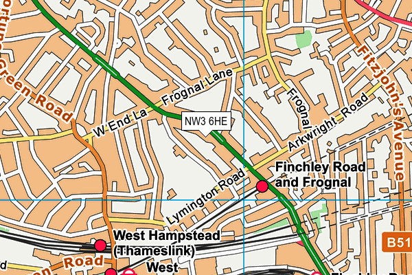 NW3 6HE map - OS VectorMap District (Ordnance Survey)