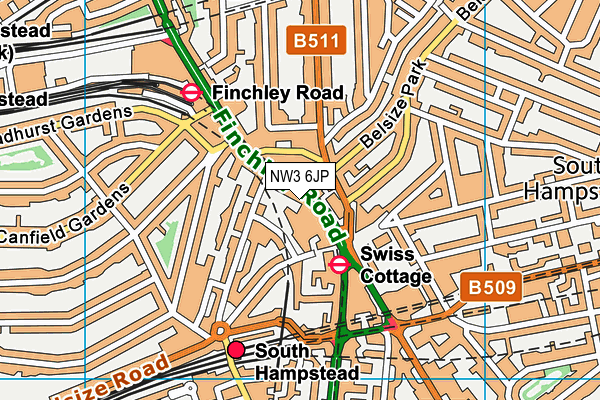 Anytime Fitness (Swiss Cottage) map (NW3 6JP) - OS VectorMap District (Ordnance Survey)