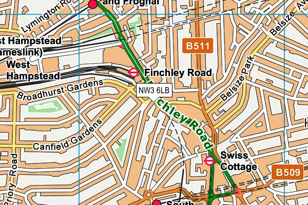 Puregym (London Swiss Cottage) map (NW3 6LB) - OS VectorMap District (Ordnance Survey)