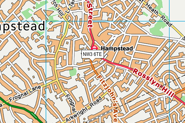 NW3 6TE map - OS VectorMap District (Ordnance Survey)