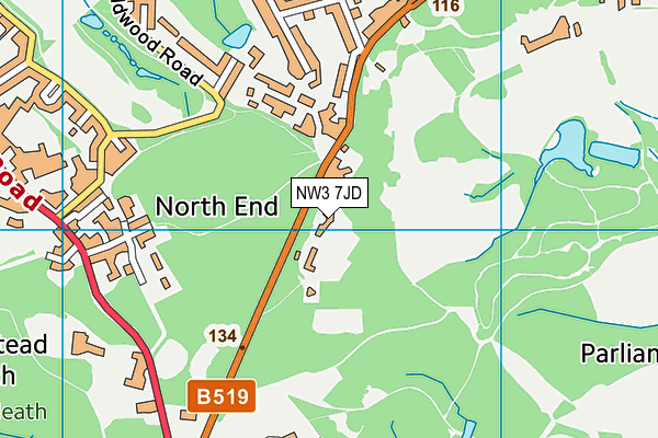NW3 7JD map - OS VectorMap District (Ordnance Survey)