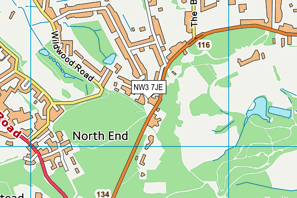 NW3 7JE map - OS VectorMap District (Ordnance Survey)