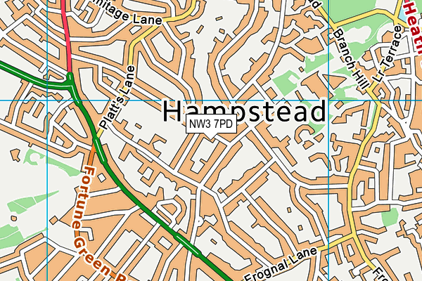 NW3 7PD map - OS VectorMap District (Ordnance Survey)