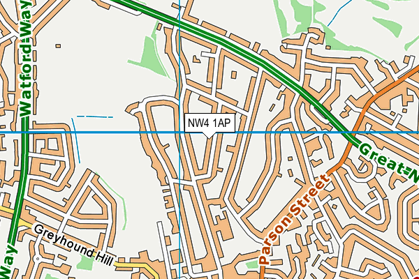 NW4 1AP map - OS VectorMap District (Ordnance Survey)