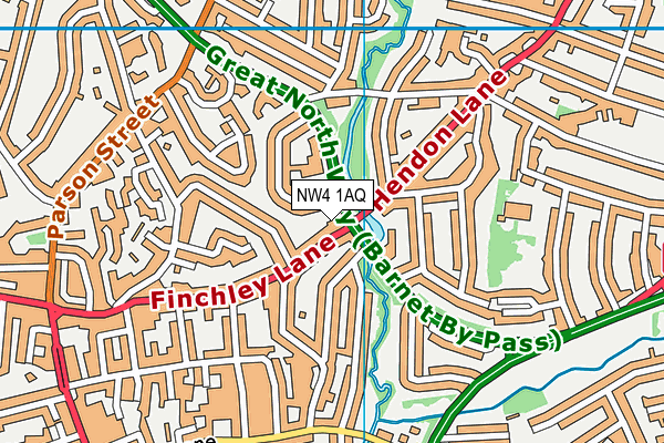 NW4 1AQ map - OS VectorMap District (Ordnance Survey)