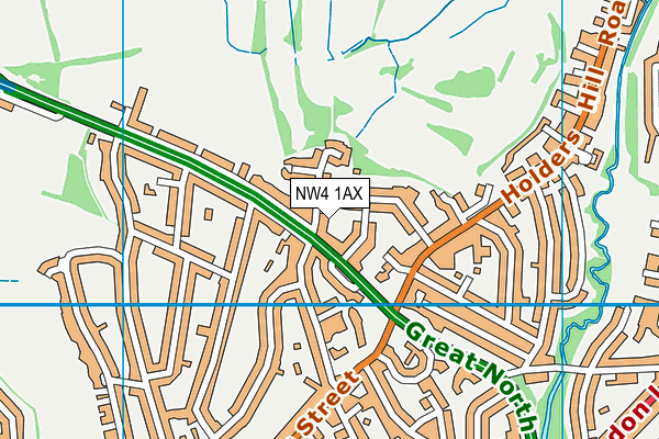 NW4 1AX map - OS VectorMap District (Ordnance Survey)