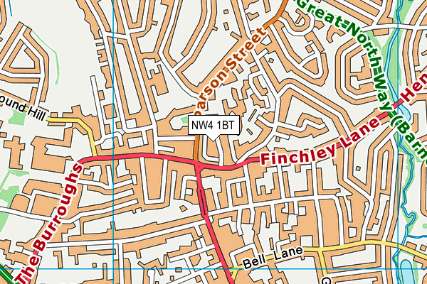 NW4 1BT map - OS VectorMap District (Ordnance Survey)