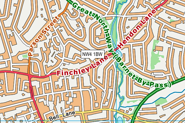 NW4 1BW map - OS VectorMap District (Ordnance Survey)