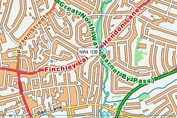 NW4 1DB map - OS VectorMap District (Ordnance Survey)