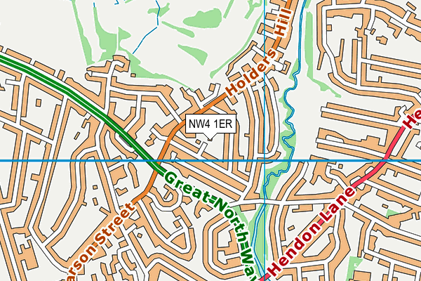 NW4 1ER map - OS VectorMap District (Ordnance Survey)