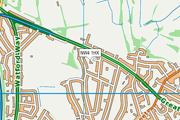 NW4 1HX map - OS VectorMap District (Ordnance Survey)