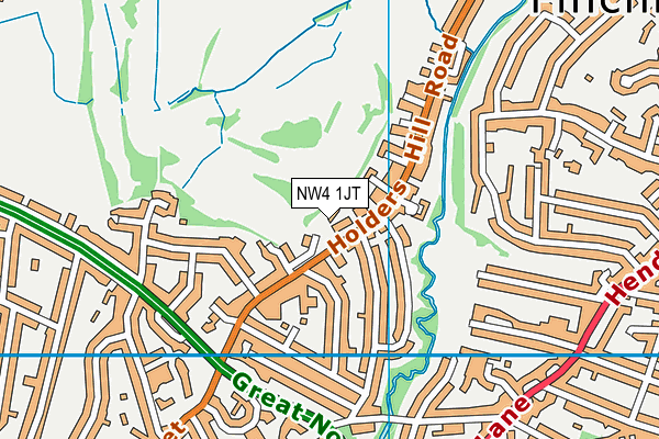 NW4 1JT map - OS VectorMap District (Ordnance Survey)
