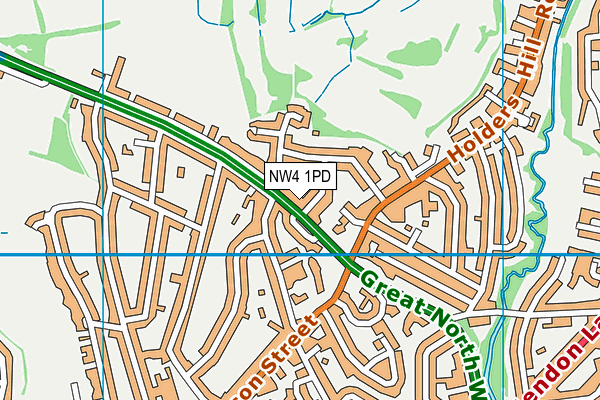 NW4 1PD map - OS VectorMap District (Ordnance Survey)
