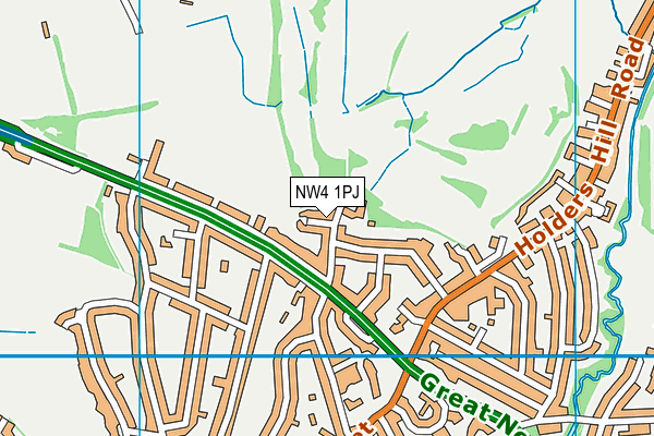NW4 1PJ map - OS VectorMap District (Ordnance Survey)