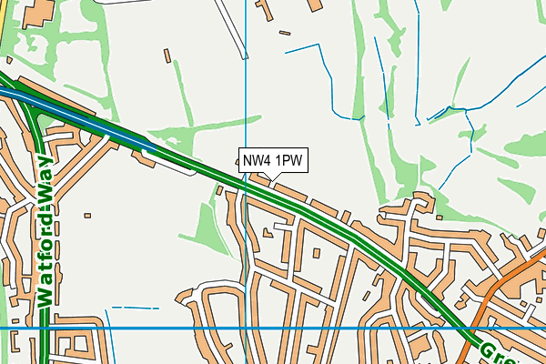 NW4 1PW map - OS VectorMap District (Ordnance Survey)