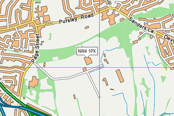 Barnet Copthall Leisure Centre (Closed) map (NW4 1PX) - OS VectorMap District (Ordnance Survey)