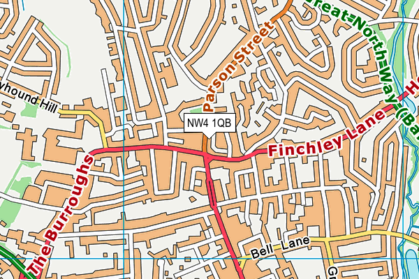 NW4 1QB map - OS VectorMap District (Ordnance Survey)