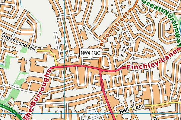 NW4 1QG map - OS VectorMap District (Ordnance Survey)