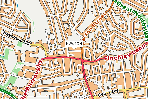 NW4 1QH map - OS VectorMap District (Ordnance Survey)