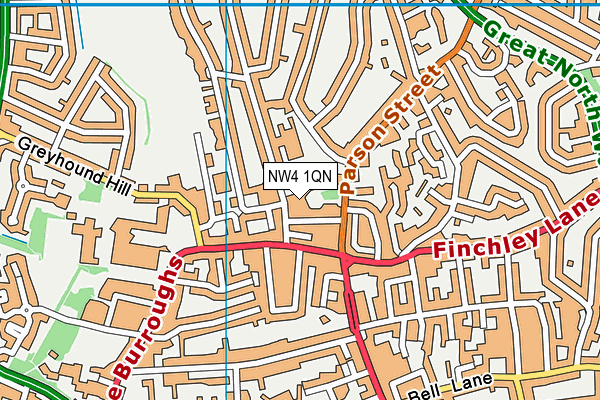 NW4 1QN map - OS VectorMap District (Ordnance Survey)