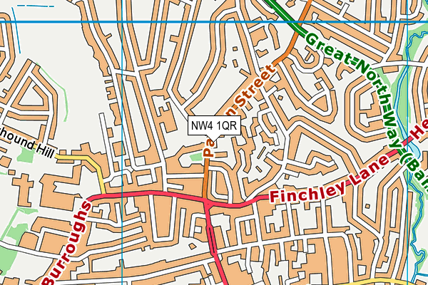 NW4 1QR map - OS VectorMap District (Ordnance Survey)