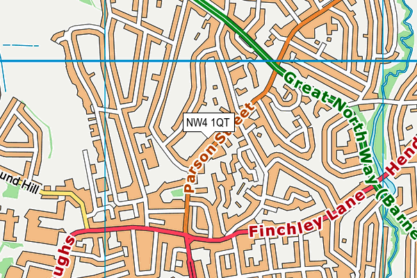 NW4 1QT map - OS VectorMap District (Ordnance Survey)