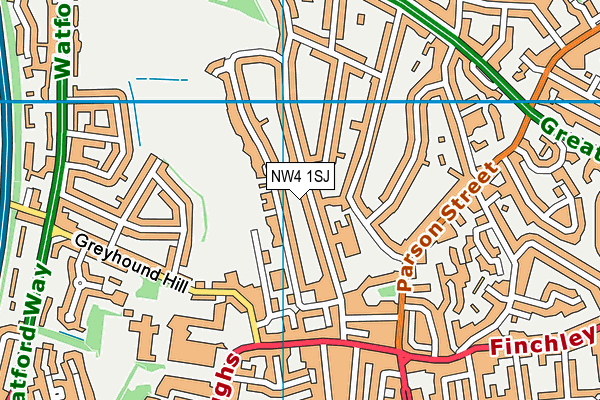 NW4 1SJ map - OS VectorMap District (Ordnance Survey)