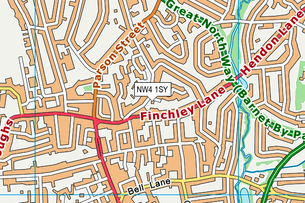 NW4 1SY map - OS VectorMap District (Ordnance Survey)