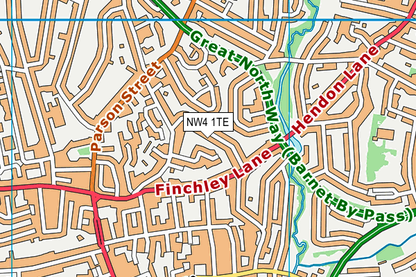 NW4 1TE map - OS VectorMap District (Ordnance Survey)