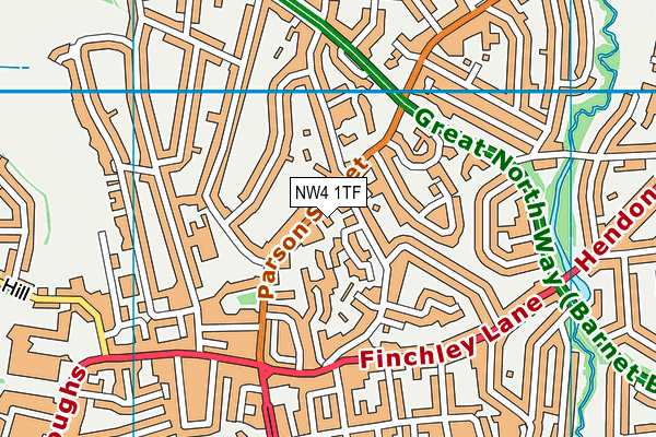 NW4 1TF map - OS VectorMap District (Ordnance Survey)