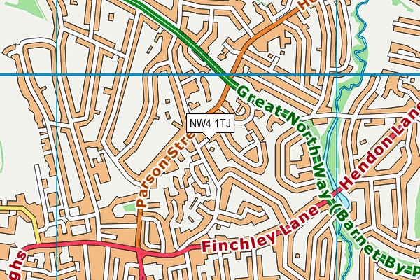 NW4 1TJ map - OS VectorMap District (Ordnance Survey)