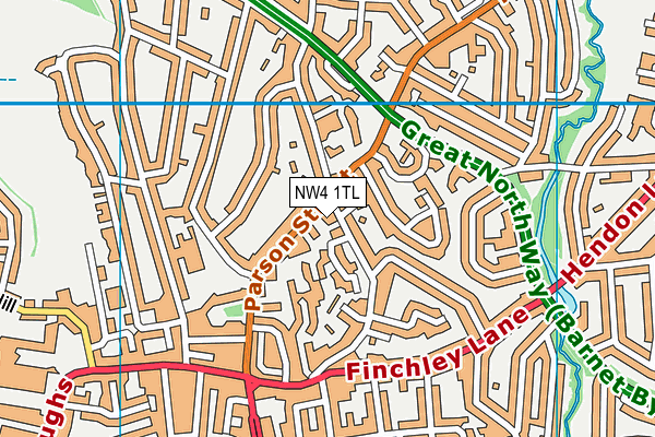 NW4 1TL map - OS VectorMap District (Ordnance Survey)