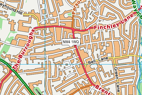NW4 1WQ map - OS VectorMap District (Ordnance Survey)