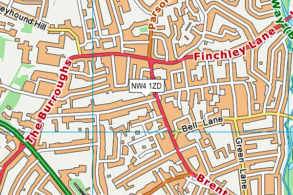 NW4 1ZD map - OS VectorMap District (Ordnance Survey)