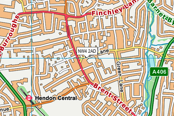 NW4 2AD map - OS VectorMap District (Ordnance Survey)