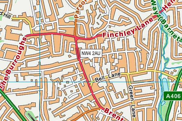 NW4 2AU map - OS VectorMap District (Ordnance Survey)