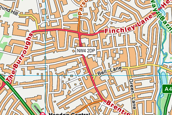 NW4 2DP map - OS VectorMap District (Ordnance Survey)