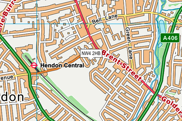 NW4 2HB map - OS VectorMap District (Ordnance Survey)