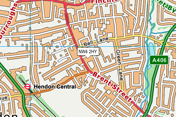 NW4 2HY map - OS VectorMap District (Ordnance Survey)