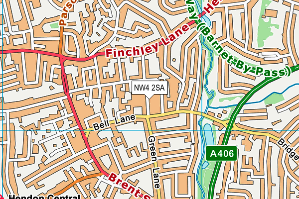 NW4 2SA map - OS VectorMap District (Ordnance Survey)