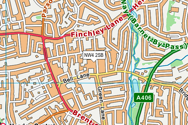 NW4 2SB map - OS VectorMap District (Ordnance Survey)