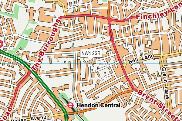 NW4 2SR map - OS VectorMap District (Ordnance Survey)