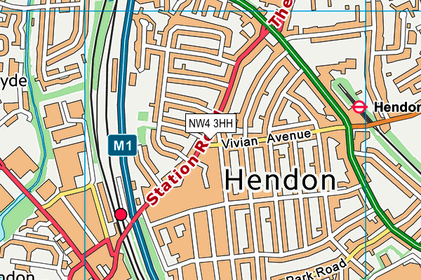 NW4 3HH map - OS VectorMap District (Ordnance Survey)