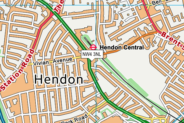 Nuffield Health (Hendon) map (NW4 3NL) - OS VectorMap District (Ordnance Survey)