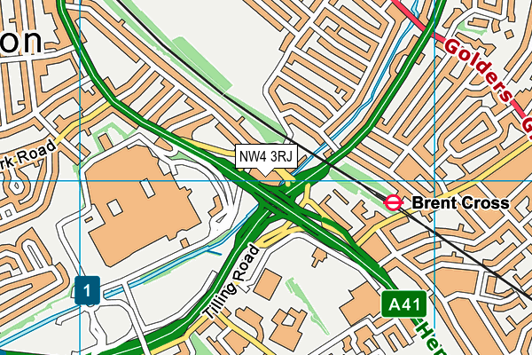 NW4 3RJ map - OS VectorMap District (Ordnance Survey)