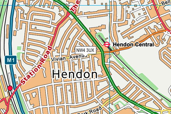 NW4 3UX map - OS VectorMap District (Ordnance Survey)